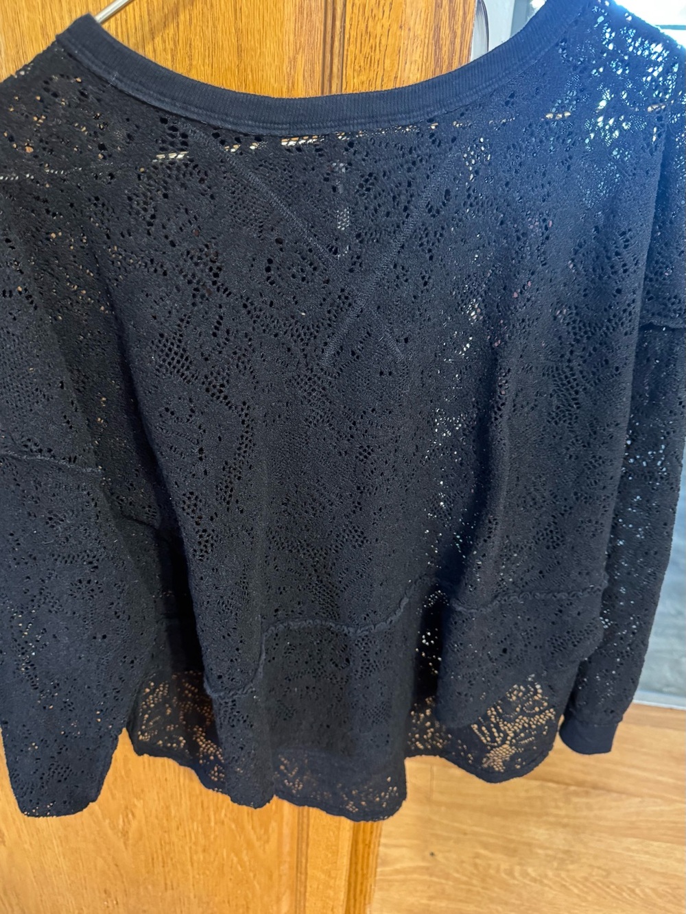 Free People Black Crochet Knit Pullover